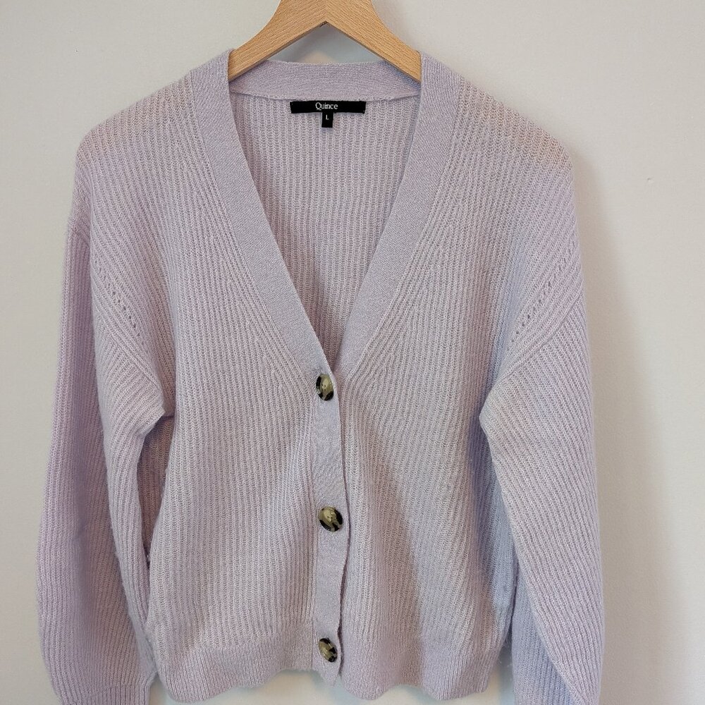 Quince Women's Violet Baby Alpaca-Merino Wool Cropped Cardigan L